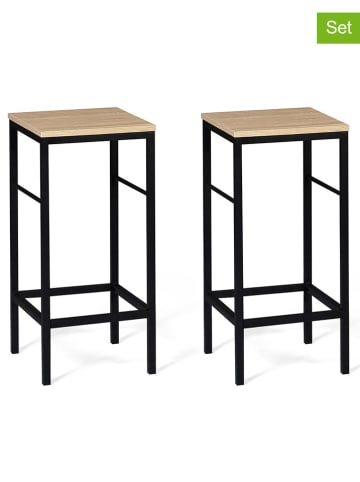 IDOMYA Factory 2-delige set: barkrukken "Memphis" beige/zwart - (B)32 x (H)67 x (D)32 cm