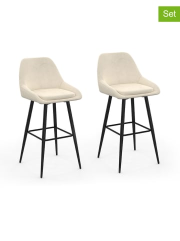 IDOMYA Factory 2-delige set: barkrukken "Olivia" crème/zwart - (B)46 x (H)92 x (D)44 cm