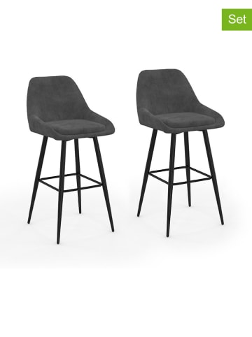 IDOMYA Factory 2er-Set: Barhocker "Olivia" in Anthrazit/ Schwarz - (B)46 x (H)92 x (T)44 cm