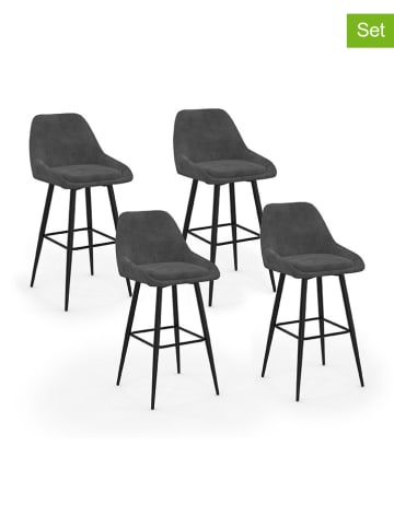 IDOMYA Factory 4er-Set: Barhocker "Olivia" in Grau/ Schwarz - (B)44 x (H)92 x (T)46 cm