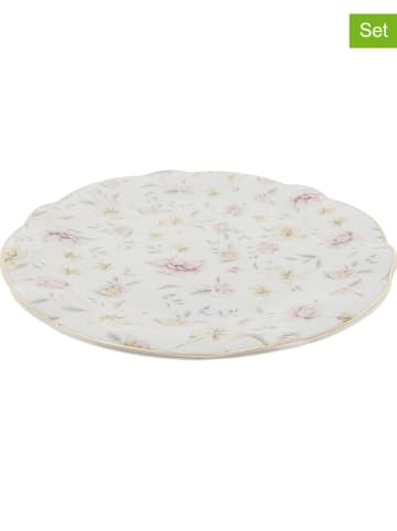 Clayre & Eef Talerze obiadowe (6 szt.) w kolorze białym ze wzorem - Ø 26 cm