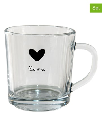 Clayre & Eef 6er-Set: Teegläser in Transparent/ Schwarz - 250 ml