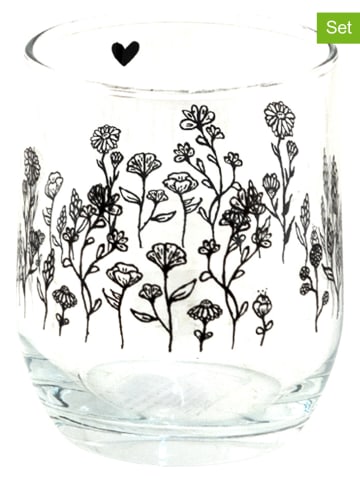 Clayre & Eef 6-delige set: glazen zwart - 300 ml