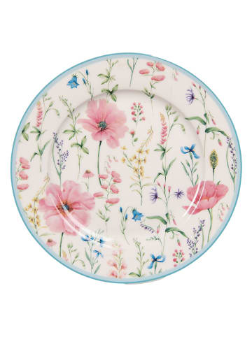 Clayre & Eef Frühstücksteller in Weiß/ Rosa/ Hellblau - Ø 19 cm