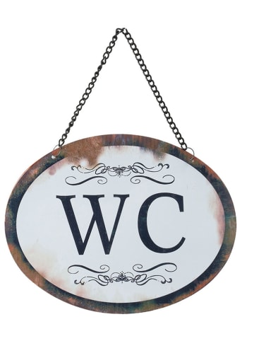 Clayre & Eef Decoratief bordje wit/zwart - (B)17x (H)13 x (D)1 cm