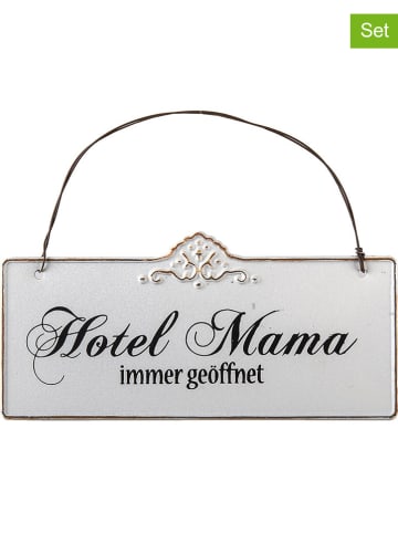 Clayre & Eef 2er-Set: Schild in Weiß - (B)23 x (H)19 cm