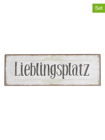 Clayre & Eef 2er-Set: Textschilder in Weiß - (B)30 x (H)10 cm