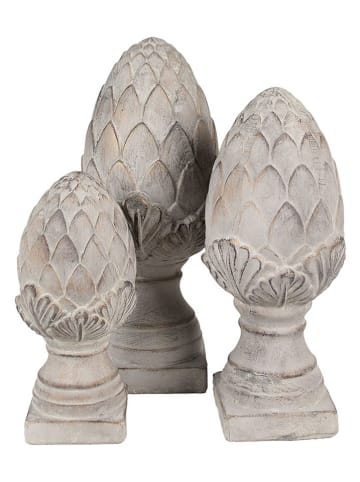 Clayre & Eef Decoratief object "Dennenappel" grijs - (H)39 x Ø 17 cm