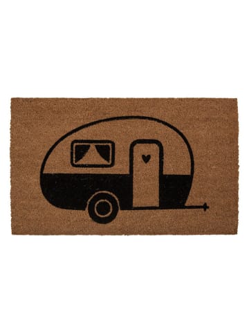 Clayre & Eef Kokos-Fußmatte in Hellbraun/ Schwarz - (L)75 x (B)45 cm