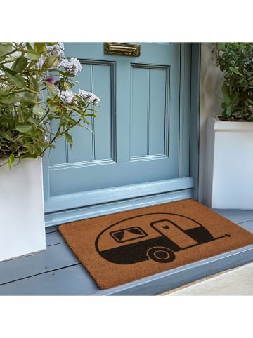 Clayre & Eef Kokosdeurmat lichtbruin/zwart - (L)75 x (B)45 cm