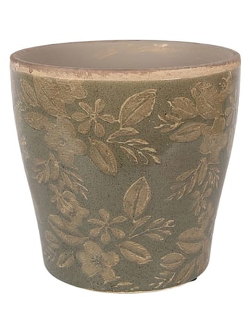 Clayre & Eef Doniczka w kolorze beżowo-zielonym - wys. 13 x Ø 14 cm