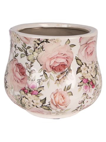 Clayre & Eef Bloempot crème/lichtroze - (H)15 x Ø 18 cm