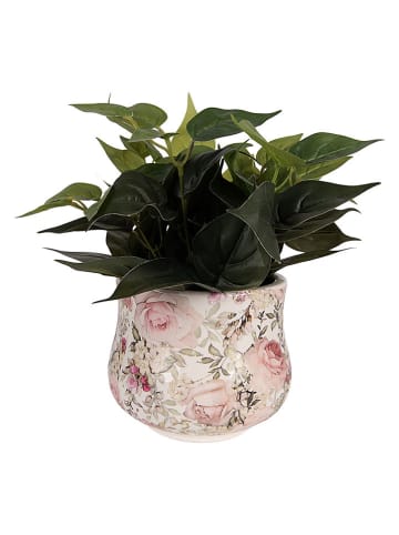 Clayre & Eef Bloempot crème/lichtroze - (H)15 x Ø 18 cm