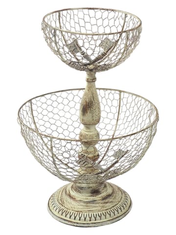 Clayre & Eef Etażerka w kolorze szarym - wys. 44 x Ø 30 cm