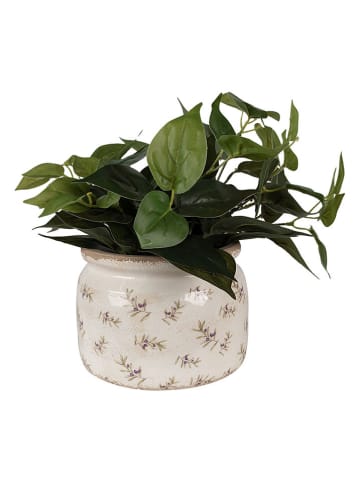 Clayre & Eef Doniczka w kolorze kremowo-fioletowym - wys. 15 x Ø 20 cm