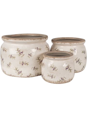 Clayre & Eef Doniczka w kolorze beżowo-czerwonym - wys. 13 x Ø 16 cm