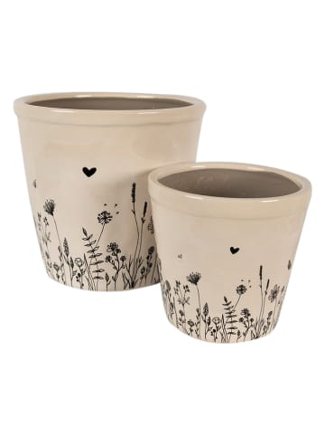 Clayre & Eef Doniczka w kolorze beżowym - wys. 20 x Ø 21 cm