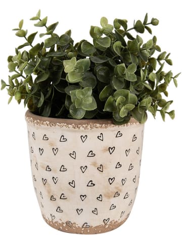 Clayre & Eef Bloempot beige/zwart - (H)13 x Ø 14 cm