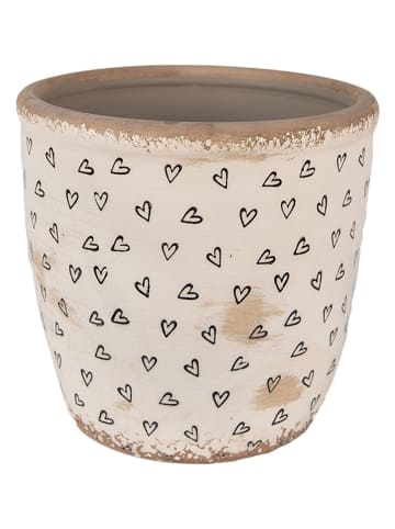 Clayre & Eef Bloempot beige/zwart - (H)16 x Ø 16 cm