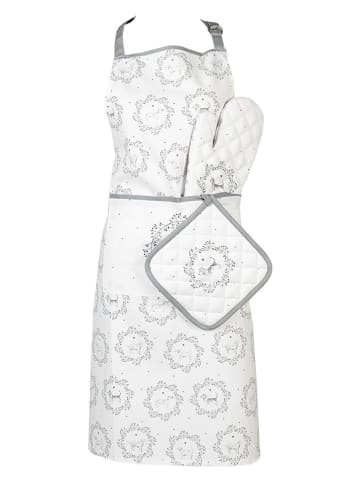 Clayre & Eef Kochschürze in Weiß/ Grau - (B)70 x (H)85 cm