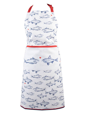 Clayre & Eef Fartuch w kolorze biało-niebiesko-czerwonym - 85 x 70 cm