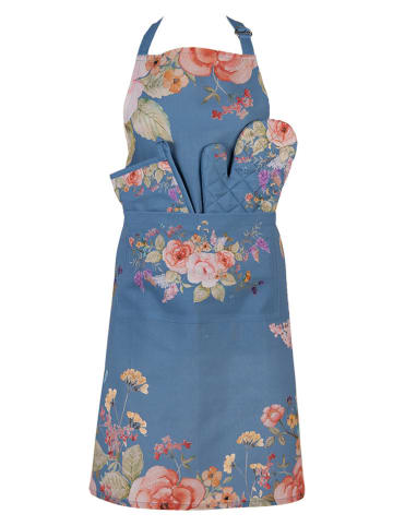Clayre & Eef Kochschürze in Blau/ Rosa - (B)70 x (H)85 cm