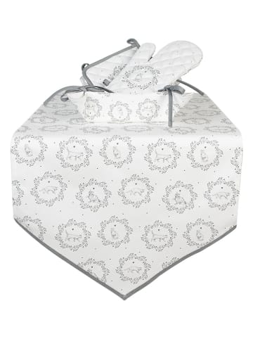 Clayre & Eef Rękawica kuchenna w kolorze biało-szarym - 18 x 30 cm