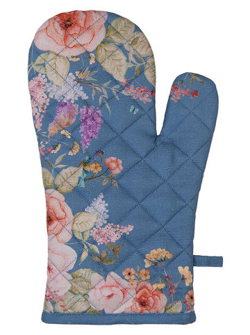 Clayre & Eef Ofenhandschuh in Blau/ Rosa - (B)18 x (H)30 cm