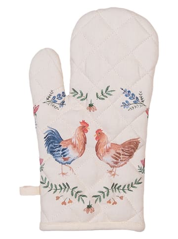 Clayre & Eef Rękawica kuchenna w kolorze biało-jasnobrązowo-niebieskim - 18 x 30 cm