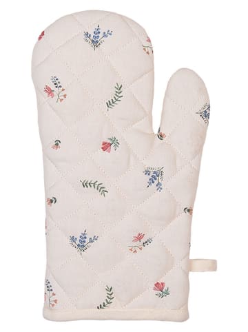 Clayre & Eef Ofenhandschuh in Weiß/ Hellbraun/ Blau - (B)18 x (H)30 cm