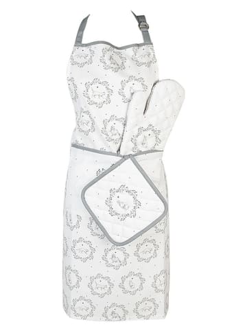 Clayre & Eef 2er-Set: Topflappen in Weiß/ Grau - (L)20 x (B)20 cm