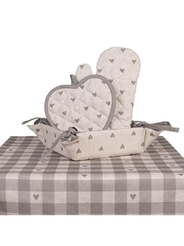 Clayre & Eef 2er-Set: Topflappen in Beige/ Grau - (L)20 x (B)20 cm