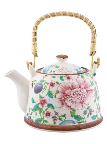 Clayre & Eef Teekanne in Weiß/ Grün/ Rosa - 700 ml