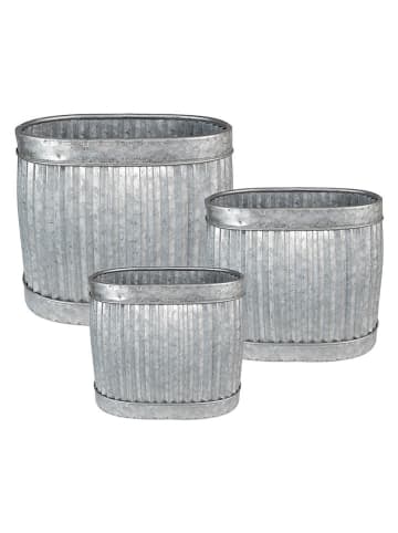 Clayre & Eef 3-delige set: plantenhouders zilverkleurig