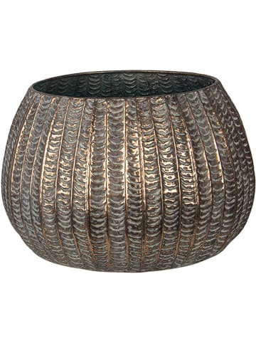 Clayre & Eef 2-delige set: bloempotten grijs/goudkleurig