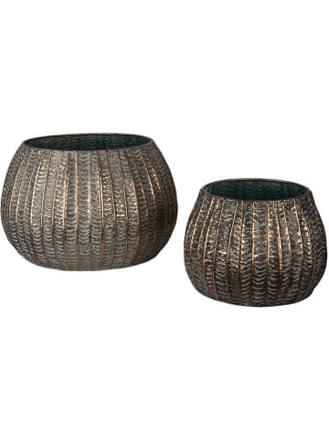 Clayre & Eef 2er-Set: Blumentöpfe in Grau/ Gold