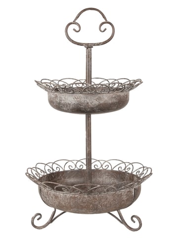 Clayre & Eef Etażerka w kolorze szarym - wys. 61 x Ø 37 cm