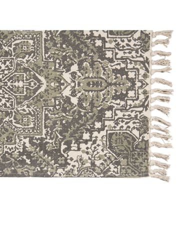 Clayre & Eef Baumwoll-Teppich in Creme/ Schwarz - (L)200 x (B)140 cm