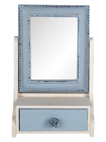 Clayre & Eef Lustro w kolorze błękitno-kremowym z szufladą - 25 x 38 x 14 cm