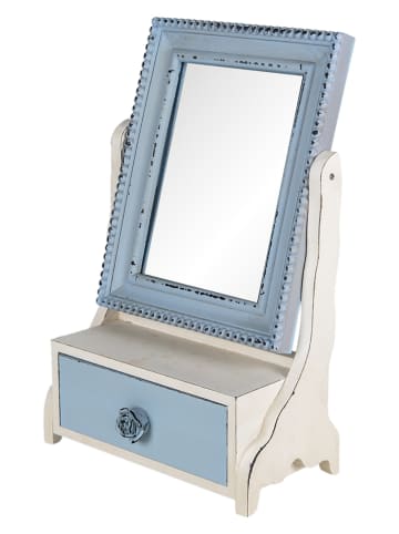 Clayre & Eef Spiegel met lade lichtblauw/crème - (B)25 x (H)38 x (D)14 cm