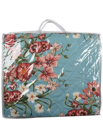 Clayre & Eef Bettüberwurf in Hellblau/ Rot - (L)220 x (B)140 cm