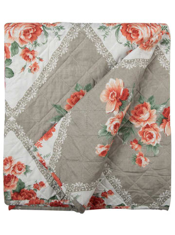 Clayre & Eef Bettüberwurf in Grau/ Rot - (L)220 x (B)140 cm