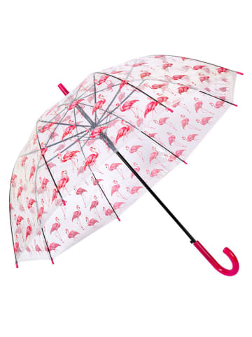 Clayre & Eef Regenschirm in Transparent/ Pink - (H)82 x Ø 90 cm 