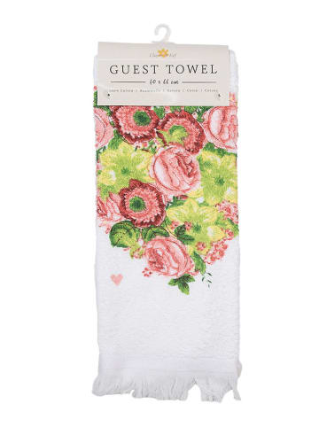 Clayre & Eef Ręczniki (2 szt.) w kolorze białym ze wzorem dla gości - 66 x 40 cm