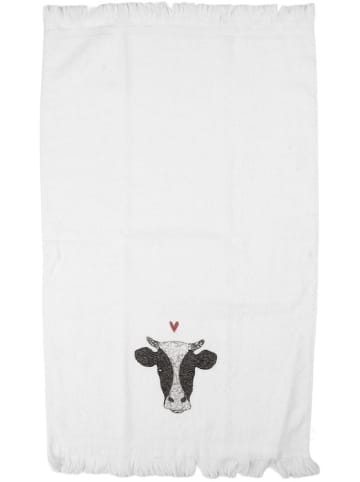 Clayre & Eef 2er-Set: Gästehandtücher in Weiß/ Schwarz - (L)66 x (B)40 cm