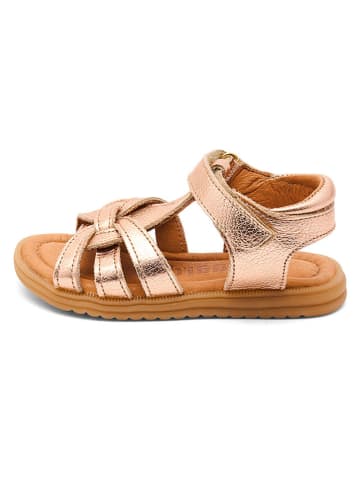 bisgaard Leder-Sandalen "Felicia" in Gold/ Rosa