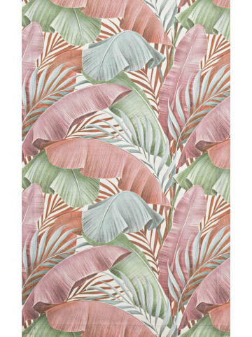 Magma Heimtex Bieżnik outdoorowy "Platano" w kolorze zielono-jasnoróżowym - 145 x 40 cm