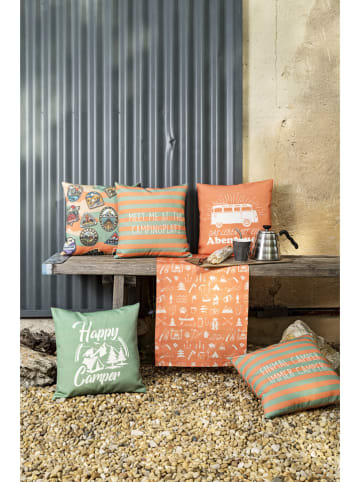 Magma Heimtex Outdoor-Kissenhülle ''Camping'' in Orange/ Grün - (L)40 x (B)40 cm