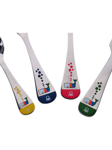 Benetton 4-delige kinderbestekset zilverkleurig