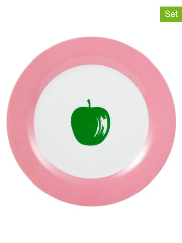 Benetton 4er-Set: Speiseteller in Rosa/ Grün - Ø 26,5 cm